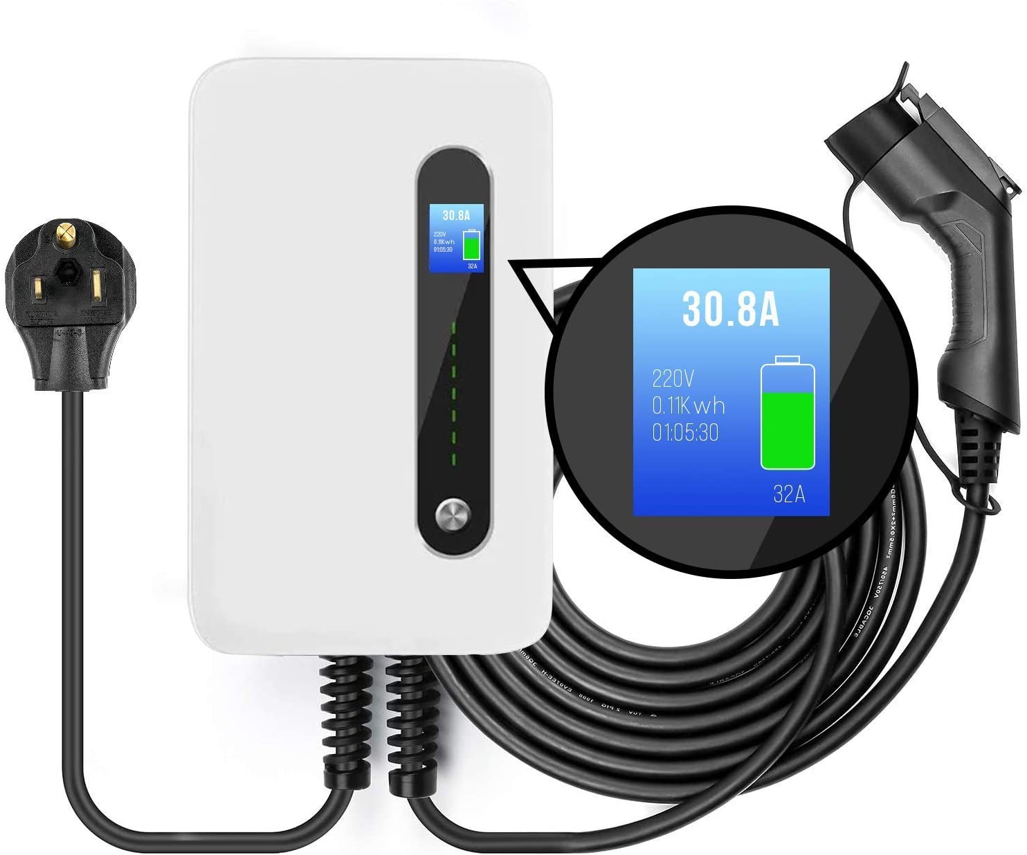 Level 2 EV Charger, 32Amp 240V Portable J1772 Electric Car Charger with  NEMA 14-50 Power Plug, Plug-in EV Charging Station with Timing Delay  &10-32A